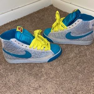 Turquoise, Grey and Neon Yellow #NikeBlazers